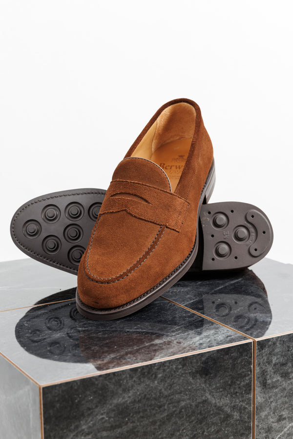 Berwick 1707 Suede Penny Loafer Dainite Sole Superbuck Snuff