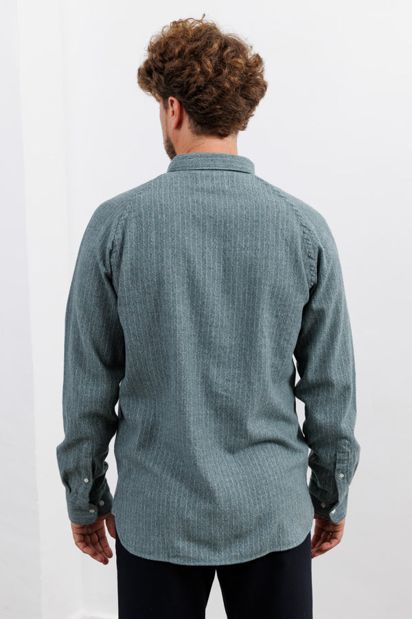 La Paz Raglan Sleeve Shirt Mirra Green Herringbone