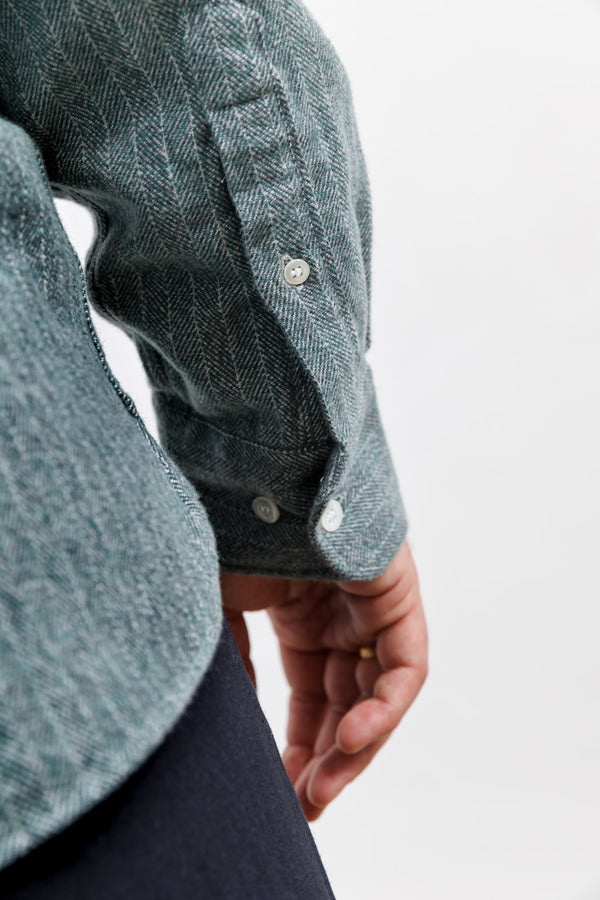 La Paz Raglan Sleeve Shirt Mirra Green Herringbone
