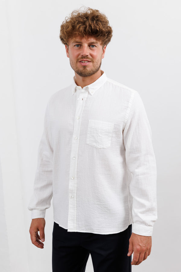 La Paz Button Down Shirt Branco Off-White Squares