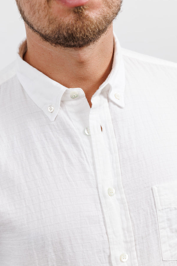 La Paz Button Down Shirt Branco Off-White Squares
