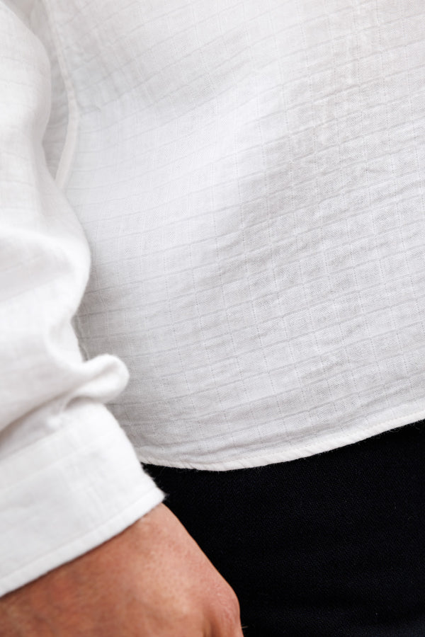 La Paz Button Down Shirt Branco Off-White Squares