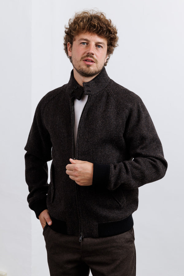 Baracuta Wool G9 Jacket Herringbone Brown