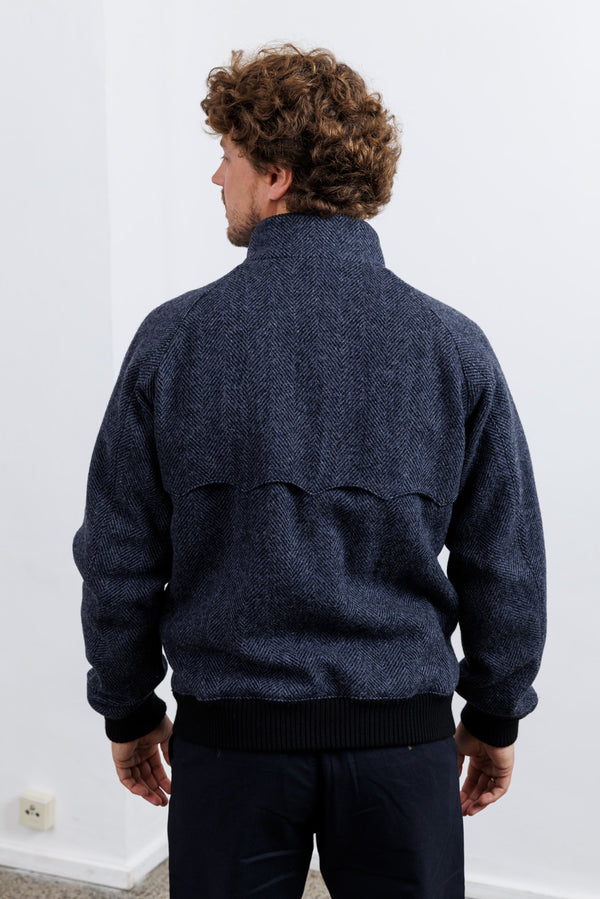 Baracuta Wool G9 Jacket Herringbone Navy