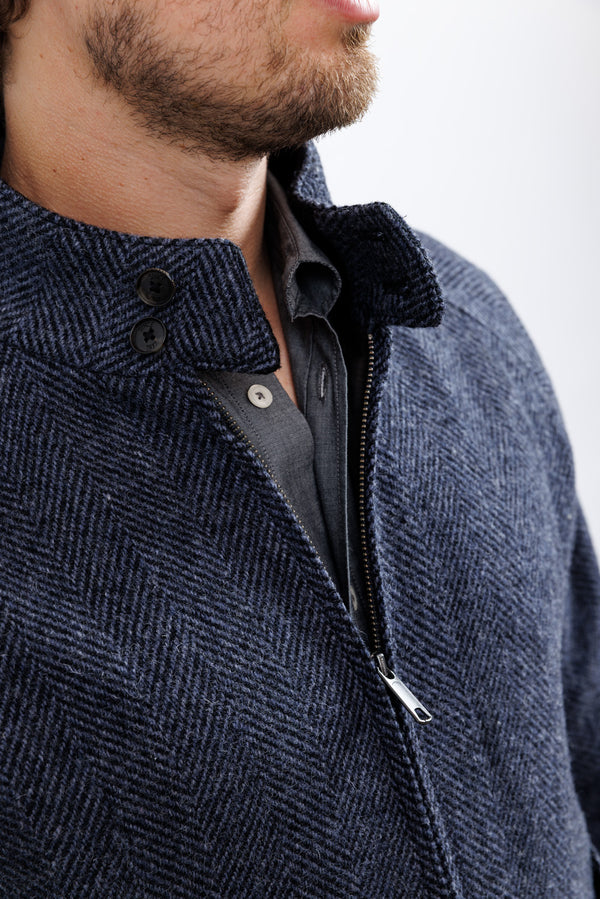 Baracuta Wool G9 Jacket Herringbone Navy