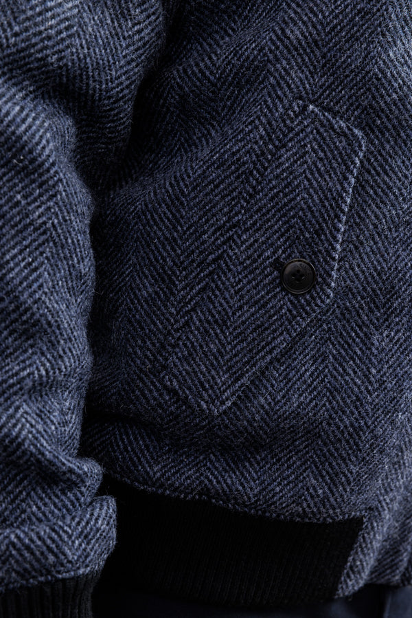 Baracuta Wool G9 Jacket Herringbone Navy