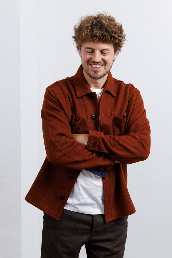 Blue de Gênes BGhew Wool Overshirt Ginger Bread Orange