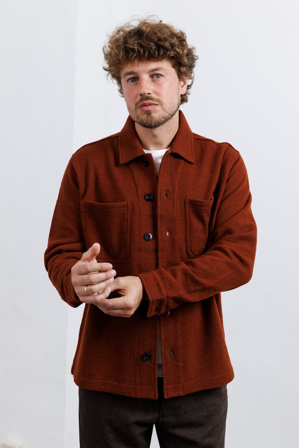 Blue de Gênes BGhew Wool Overshirt Ginger Bread Orange