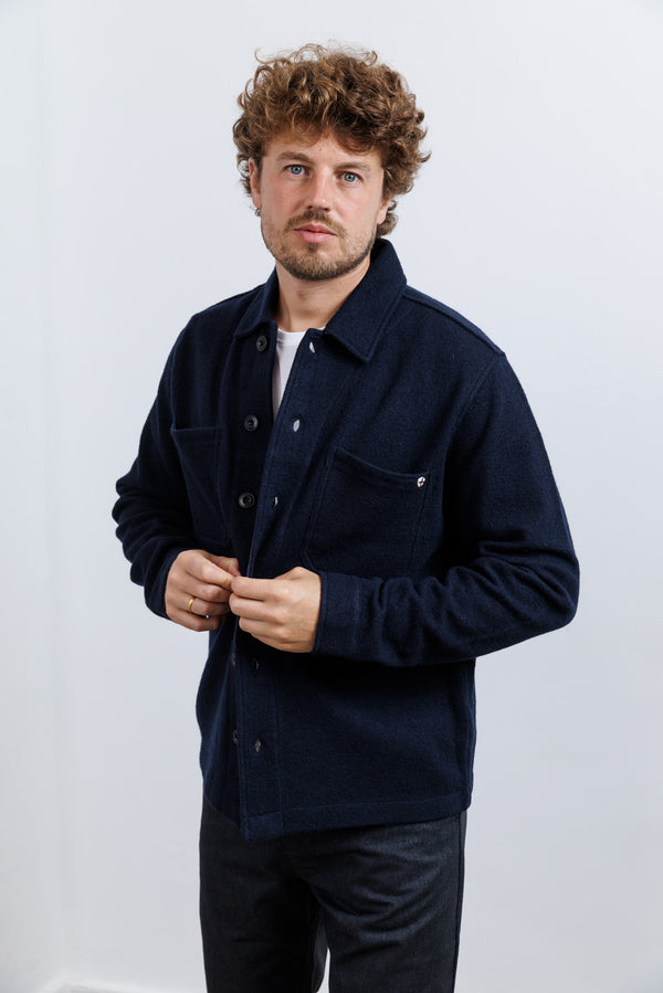 Blue de Gênes BGhew Wool Overshirt Navy