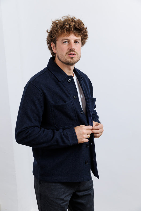 Blue de Gênes BGhew Wool Overshirt Navy