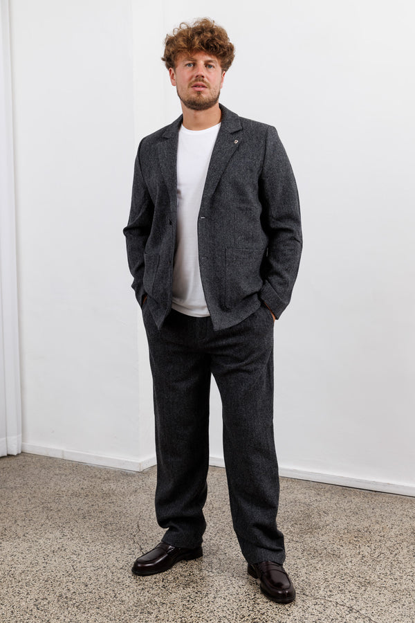Blue de Gênes Fukui Blazer Black Pattern