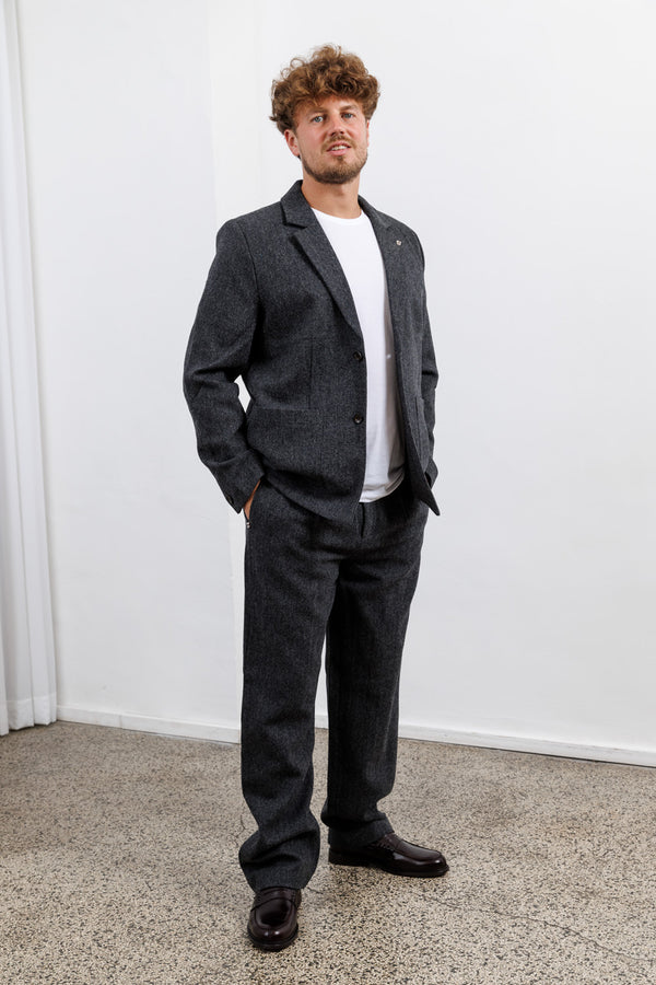 Blue de Gênes Fukui Blazer Black Pattern
