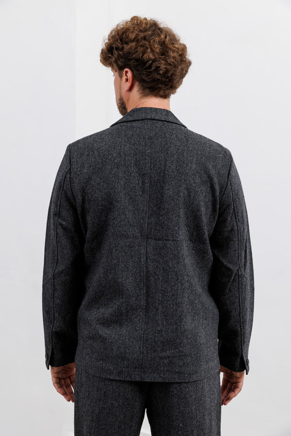 Blue de Gênes Fukui Blazer Black Pattern