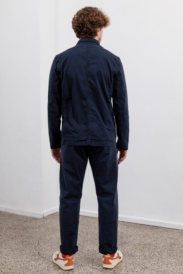 Blue de Gênes Gabbiano Dobby Blazer Dark Navy