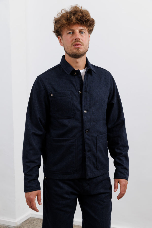 Blue de Gênes Vincenzo Solid Jacket Dark Navy