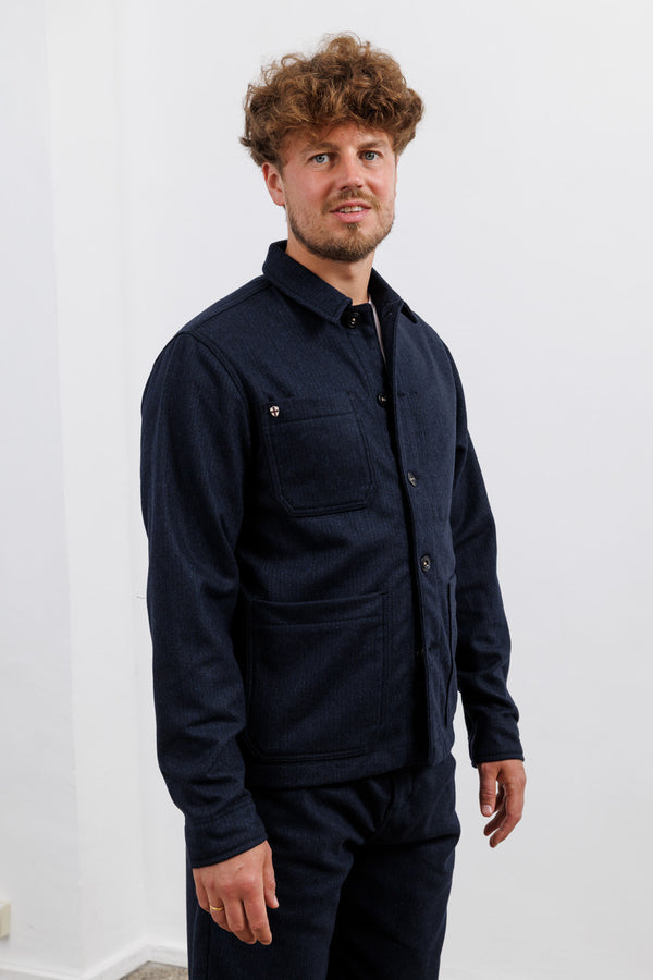 Blue de Gênes Vincenzo Solid Jacket Dark Navy