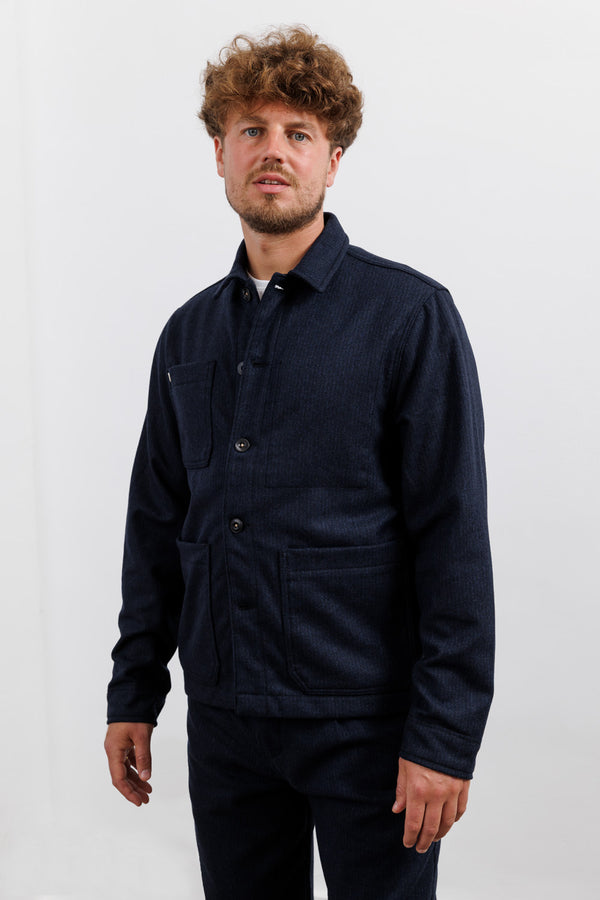 Blue de Gênes Vincenzo Solid Jacket Dark Navy