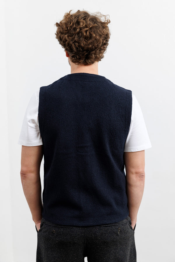 Blue de Gênes Koi Wool Gilet Navy