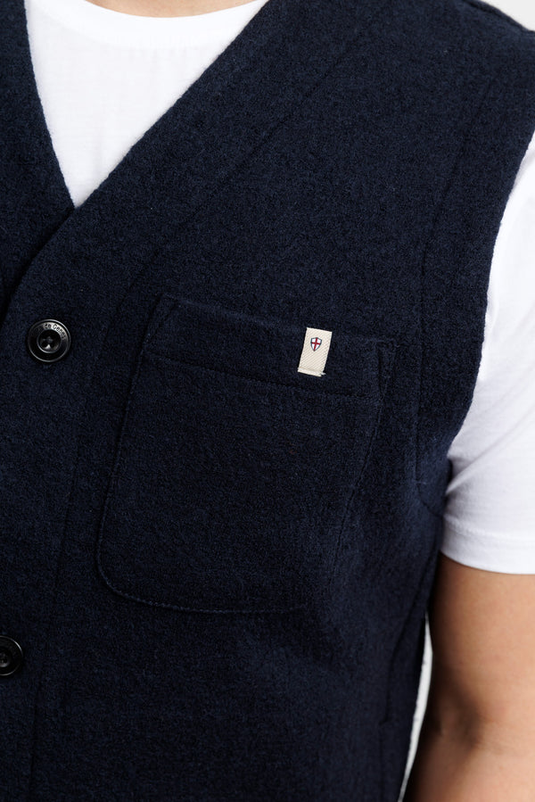 Blue de Gênes Koi Wool Gilet Navy