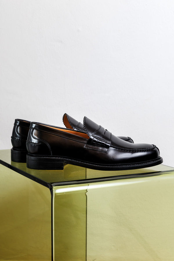 Berwick 1707 Penny Loafer Leather Sole Rois Black