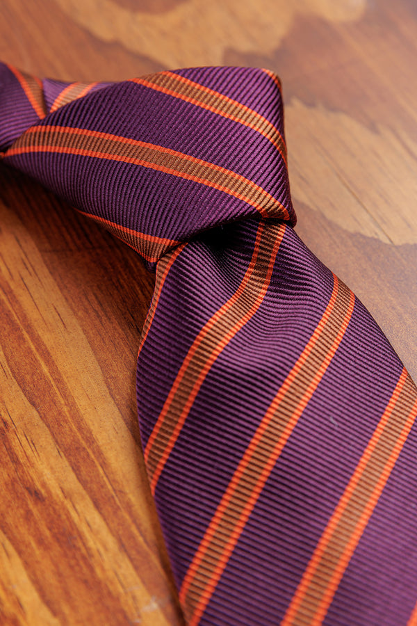 Blick. Krawatte Eighty Bordeaux-Orange Gestreift