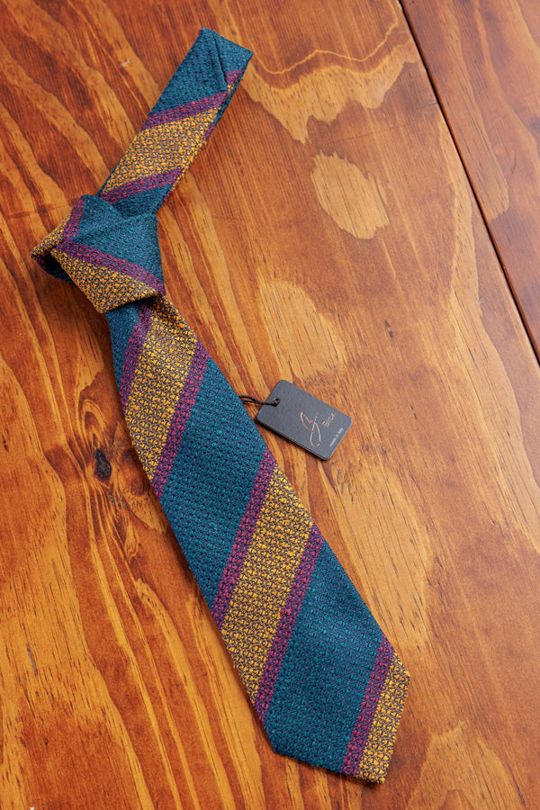 Blick. Krawatte Eighty Grün-Gold-Pink Gestreift