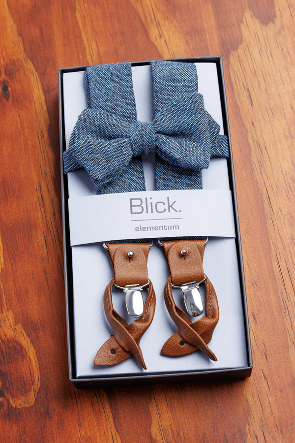 Blick. Accessoire Set Wool Tweed Blue