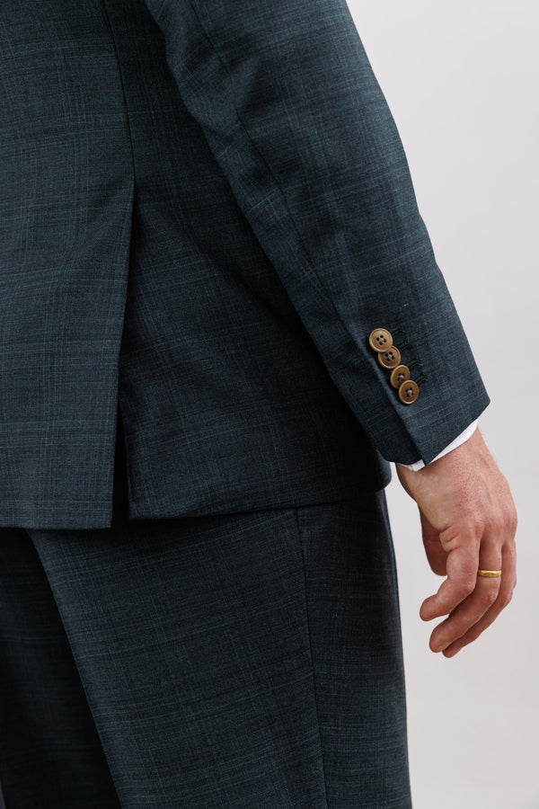Herrenbude Merino Wool Suit Slim 2.0 Dark Green with Navy Overcheck