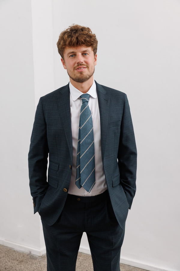 Herrenbude Merino Wool Suit Slim 2.0 Dark Green with Navy Overcheck