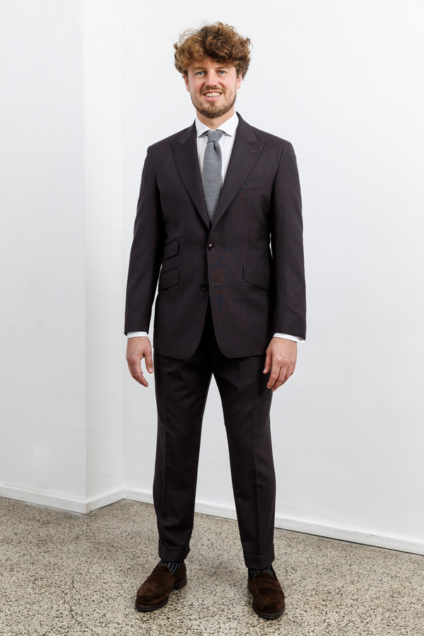 Herrenbude 2 Piece Suit Comfort Fit Merino Wool Stretch Grape