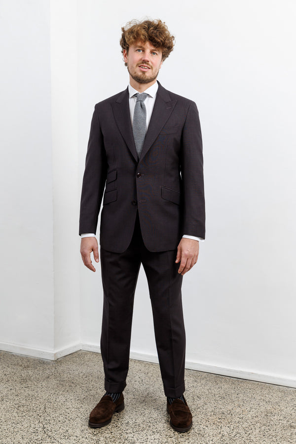 Herrenbude 2 Piece Suit Comfort Fit Merino Wool Stretch Grape