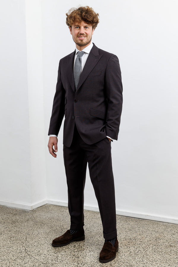 Herrenbude 2 Piece Suit Comfort Fit Merino Wool Stretch Grape