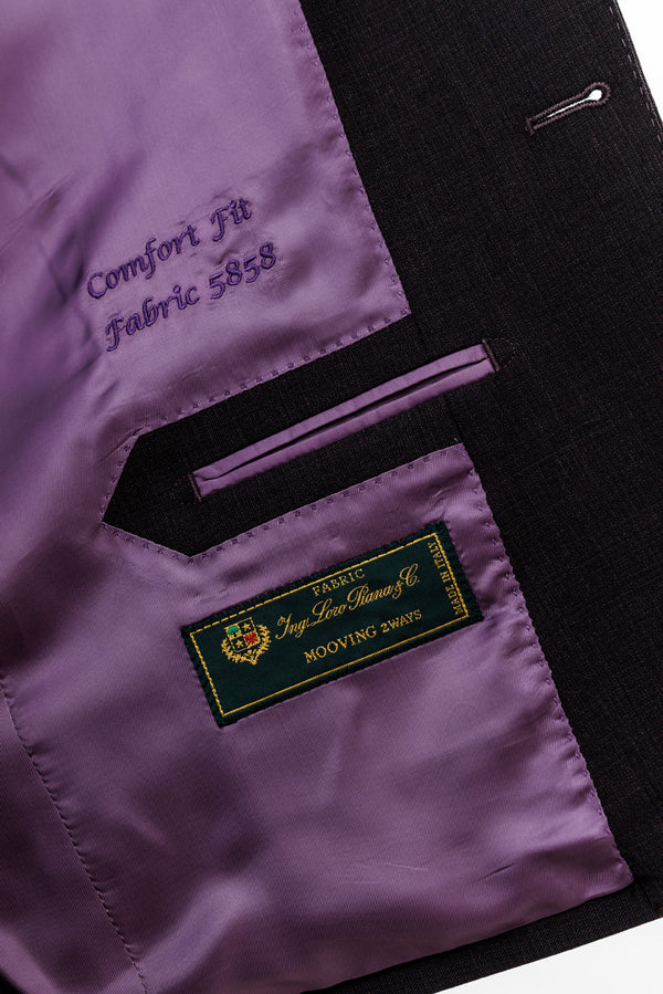 Herrenbude 2 Piece Suit Comfort Fit Merino Wool Stretch Grape