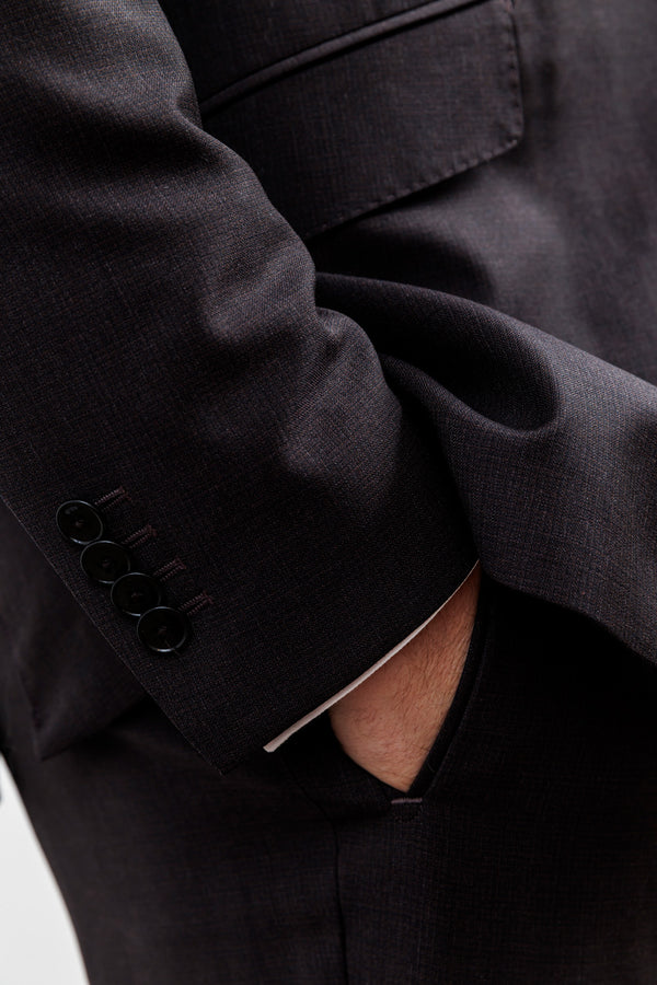 Herrenbude 2 Piece Suit Comfort Fit Merino Wool Stretch Grape