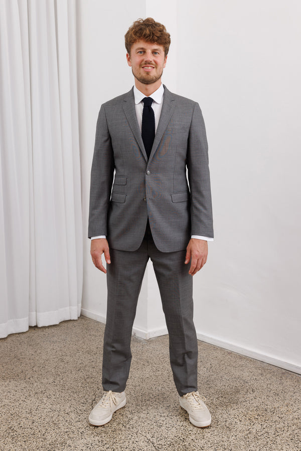 Herrenbude Super 130 Wool Suit Slim 2.0 Mid Grey Sharkskin