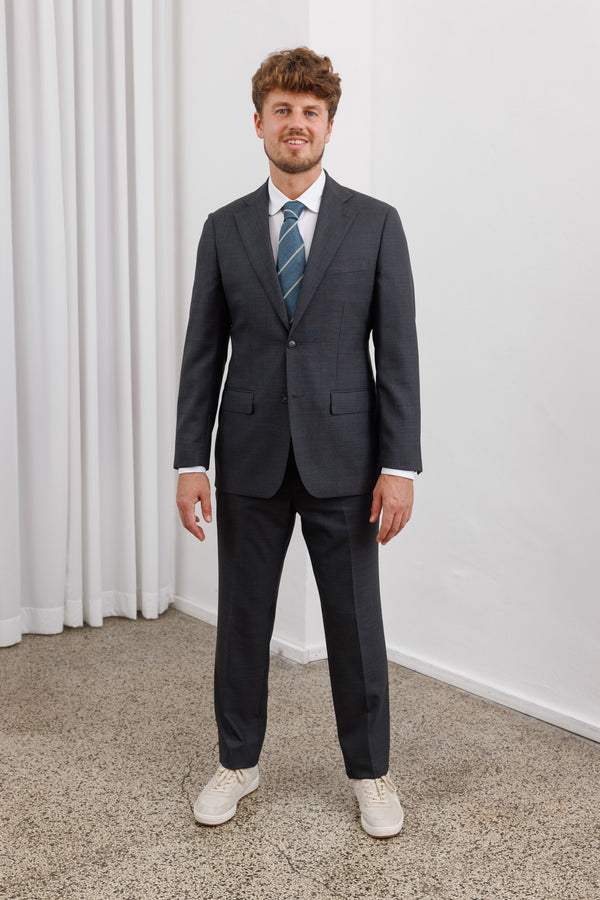 Herrenbude Super 100 Wool Suit Slim 1.0 Micro Windmill Anthracite