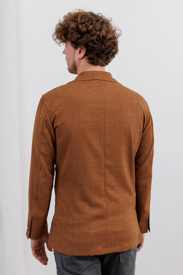Herrenbude Informal Jacket Stretch-Wool-Linen-Blend Camel