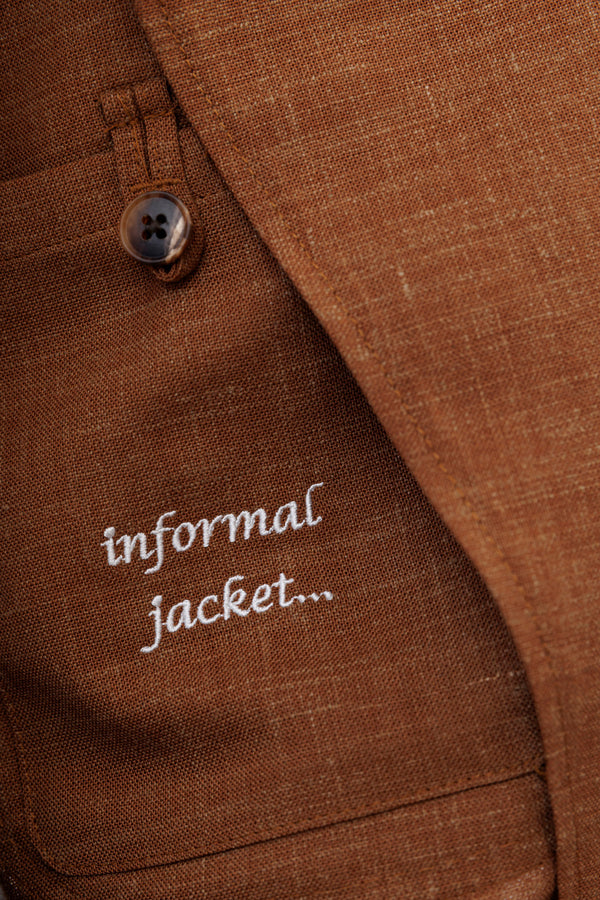 Herrenbude Informal Jacket Stretch-Wool-Linen-Blend Camel