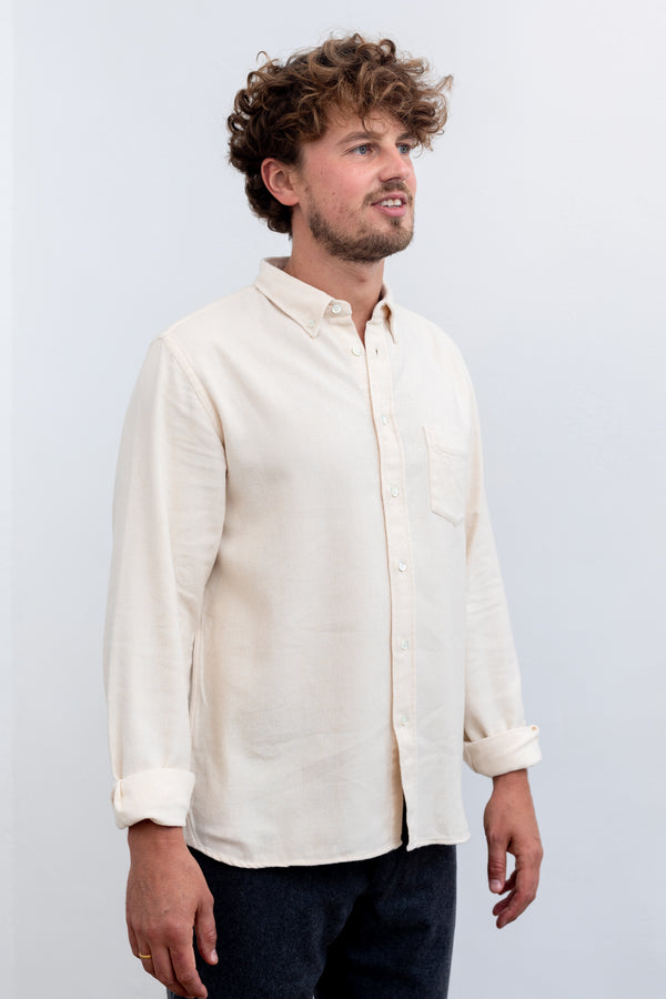 La Paz Button Down Shirt Branco Ecru Herringbone