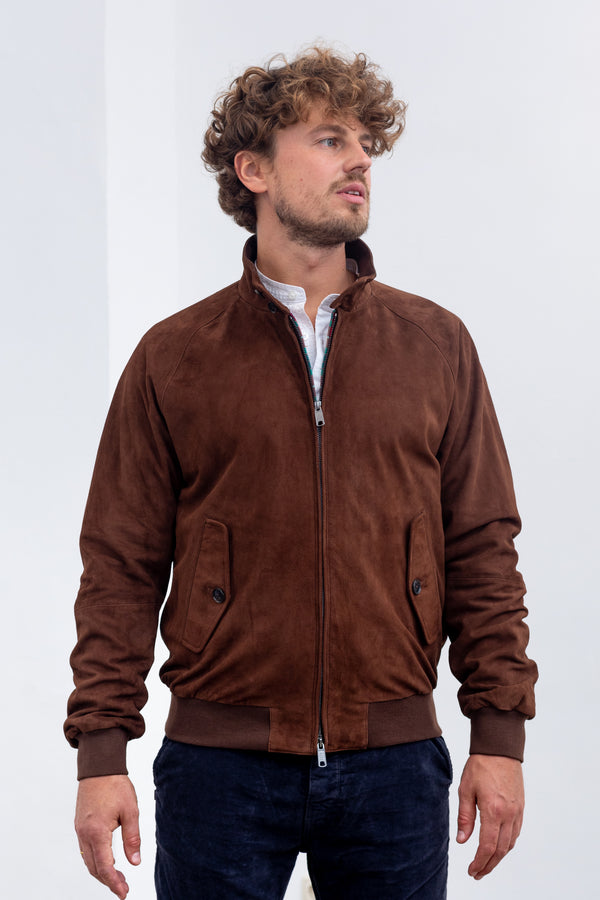 Baracuta G9 Harrington Suede Jacket Chocolate