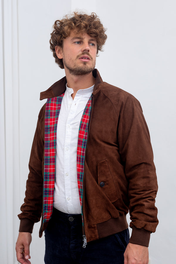 Baracuta G9 Harrington Suede Jacket Chocolate