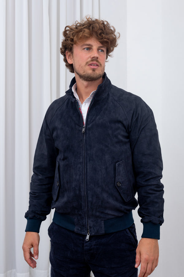 Baracuta G9 Harrington Suede Jacket Navy