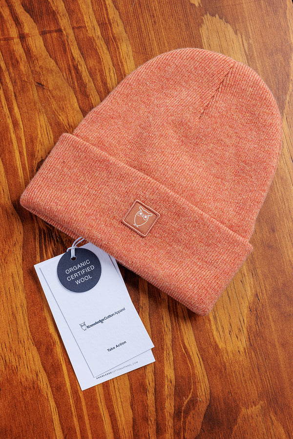 Knowledge Cotton Apparel Wool Beanie Coral