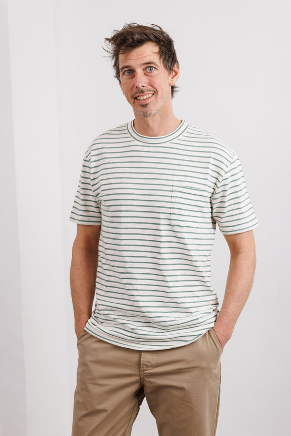 La Paz Pocket T-Shirt Green Bay Stripes