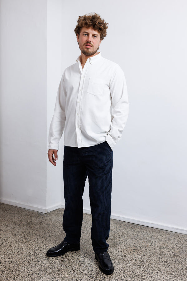 La Paz Button Down Shirt Branco Babycord Ecru