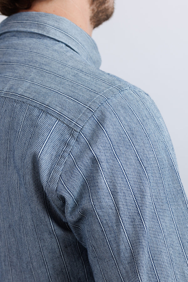 La Paz Button Down Shirt Branco Indigo Stripes