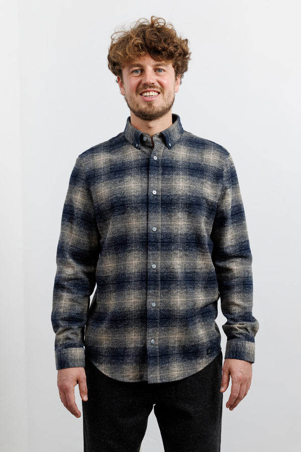 Nowadays Mouliné Check Flannel Shirt Sky Captain