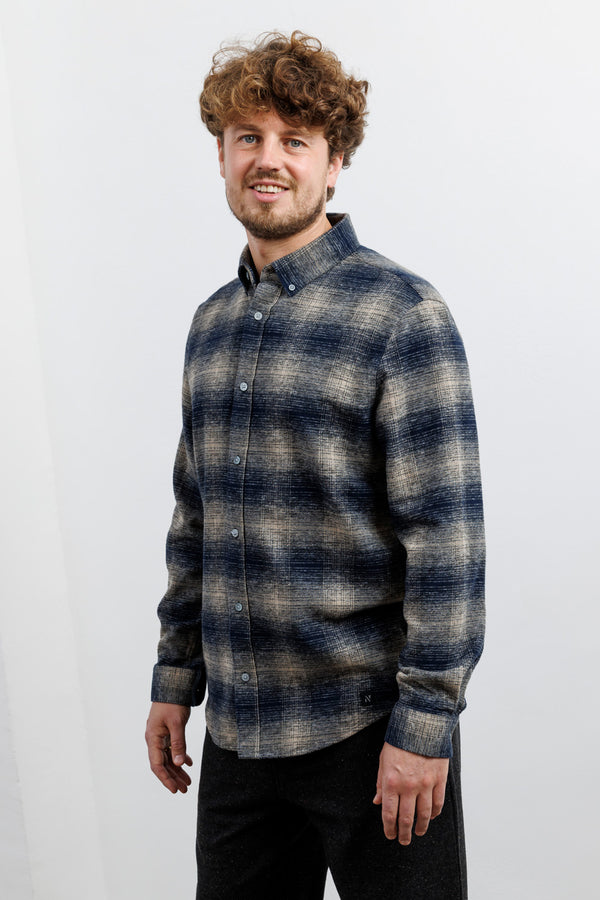 Nowadays Mouliné Check Flannel Shirt Sky Captain