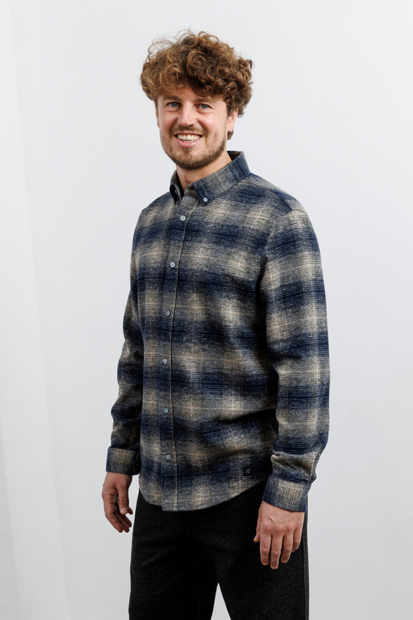 Nowadays Mouliné Check Flannel Shirt Sky Captain