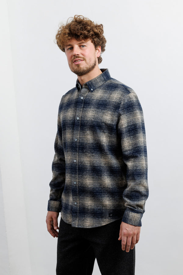 Nowadays Mouliné Check Flannel Shirt Sky Captain